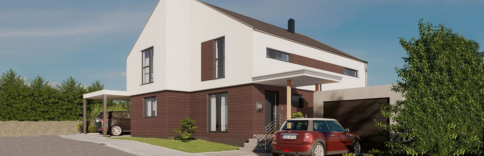 Einfamilienhaus mit reduziertem Dachvorsprung